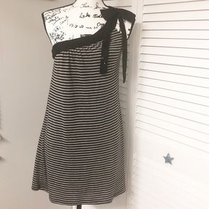 Johnny Martin Stripe Bow One Shoulder Dress M